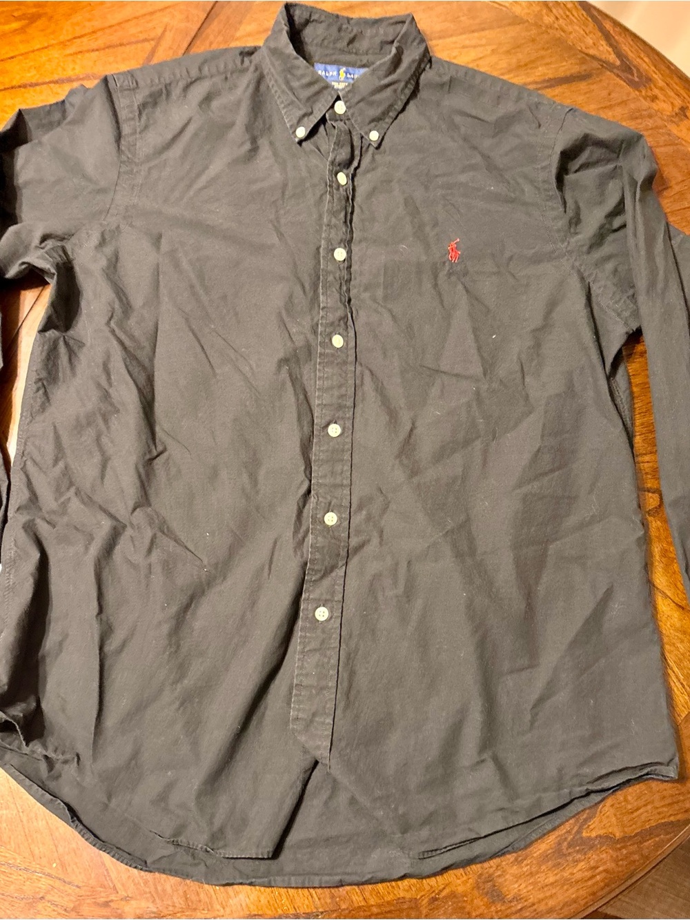 Ralph Lauren Black Button-Down Shirt with Red Pony Logo